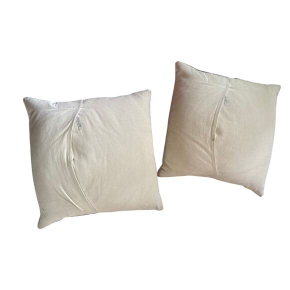 Set 2 18" Judy Ross Textiles Wool Hand-Embroidered Pillows Down Fill Insert - Picture 6 of 9